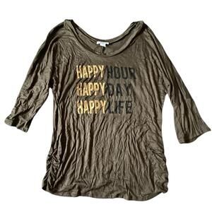 Color Lounge Happy Hour Olive Graphic Top 4X Made in USA
